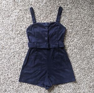 Navy suede romper w/belt